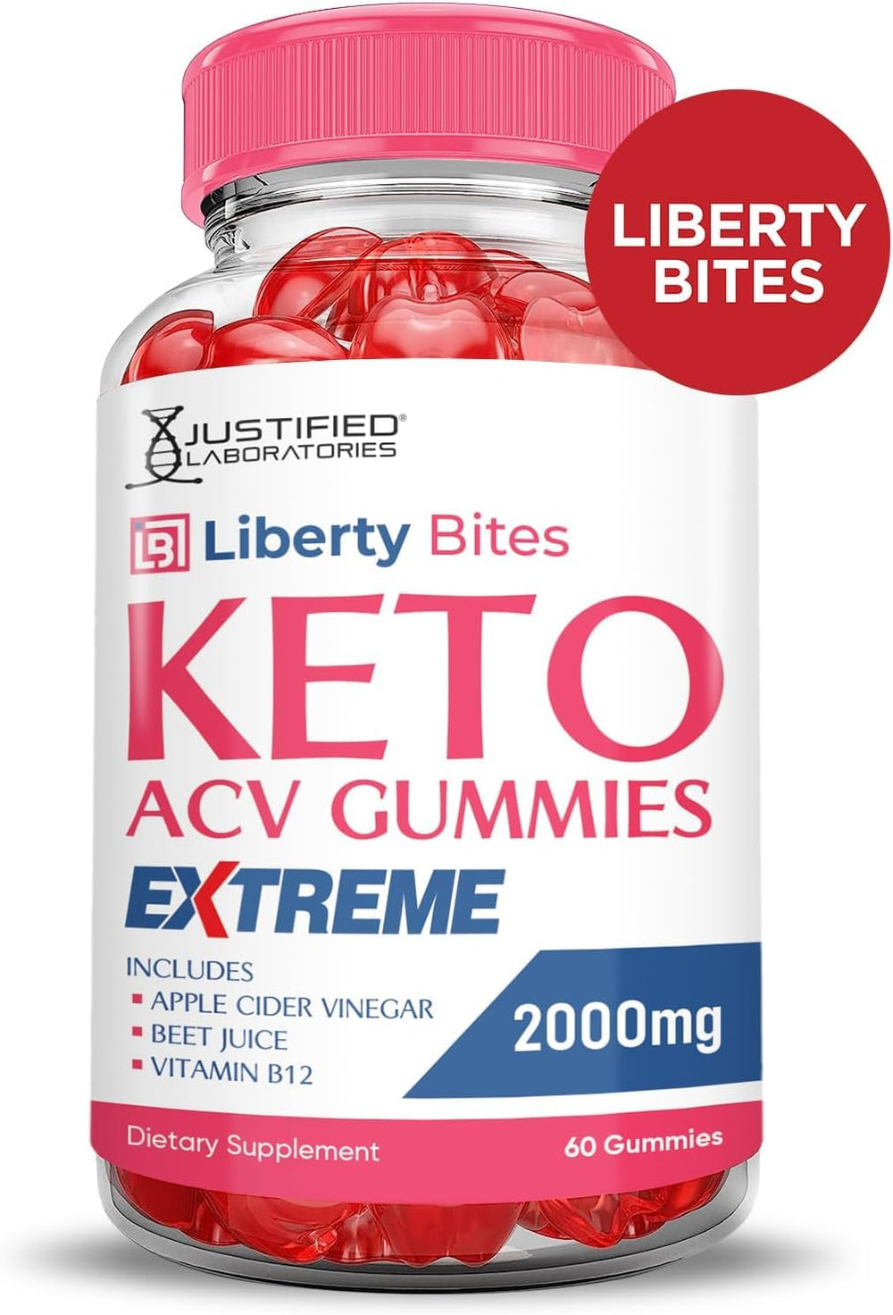 Justified Laboratories Liberty Bites ingredient label displays B12 and ACV content