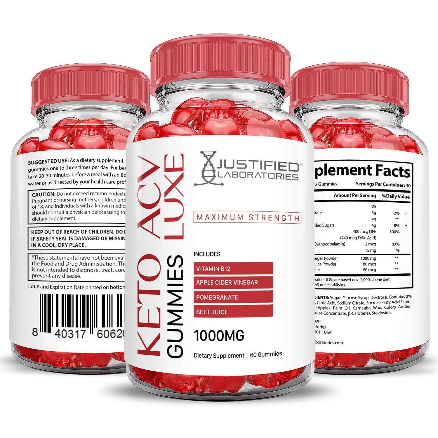 Justified Laboratories Luxe Keto ACV Gummies serving-on-the-go for quick daily support