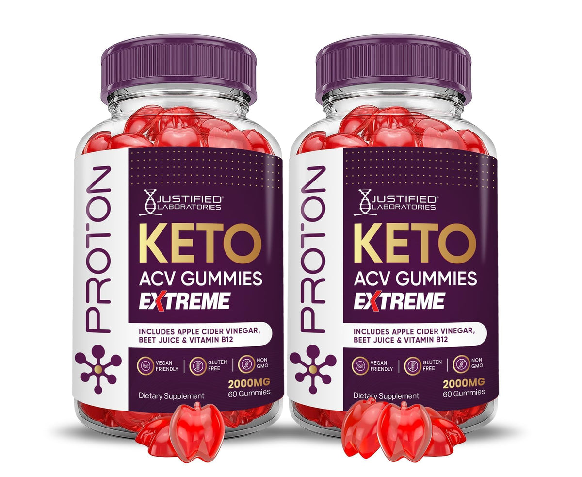 Front view of Justified Laboratories Proton Keto ACV Gummies 2-Pack
