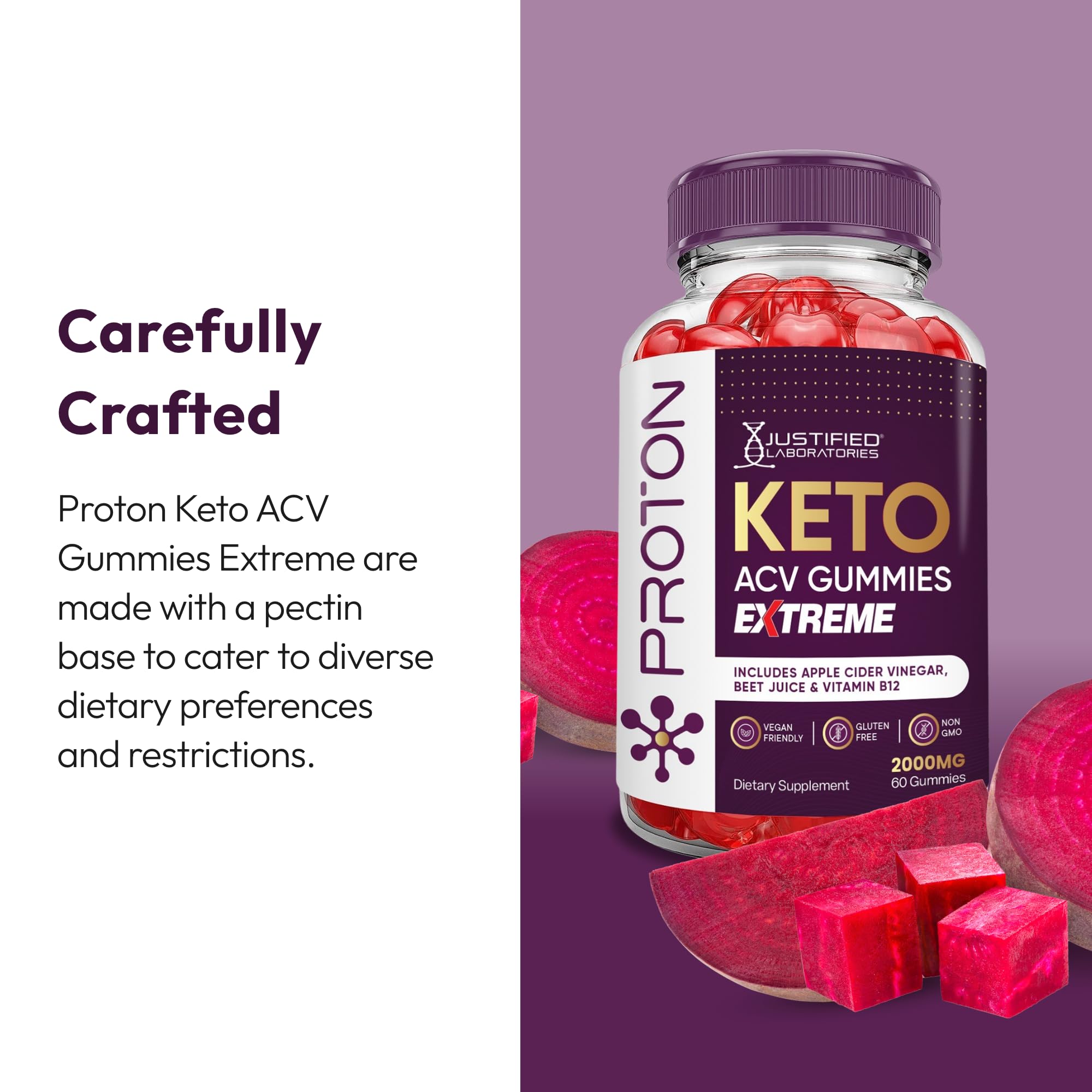 Justified Laboratories Proton Keto ACV ingredients information on label