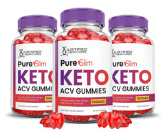 Front view of Justified Laboratories Pure Slim Keto ACV Gummies 3-Pack