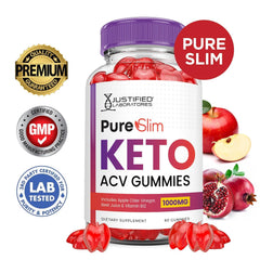 Close-up of Pure Slim Keto ACV Gummies with 1000MG per serving label