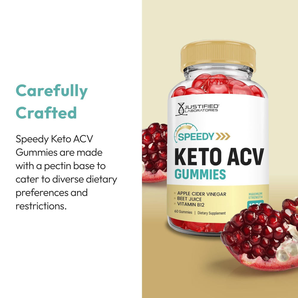 Justified Laboratories Speedy Keto ACV Gummies, textura gomosa en primer plano para saborear.