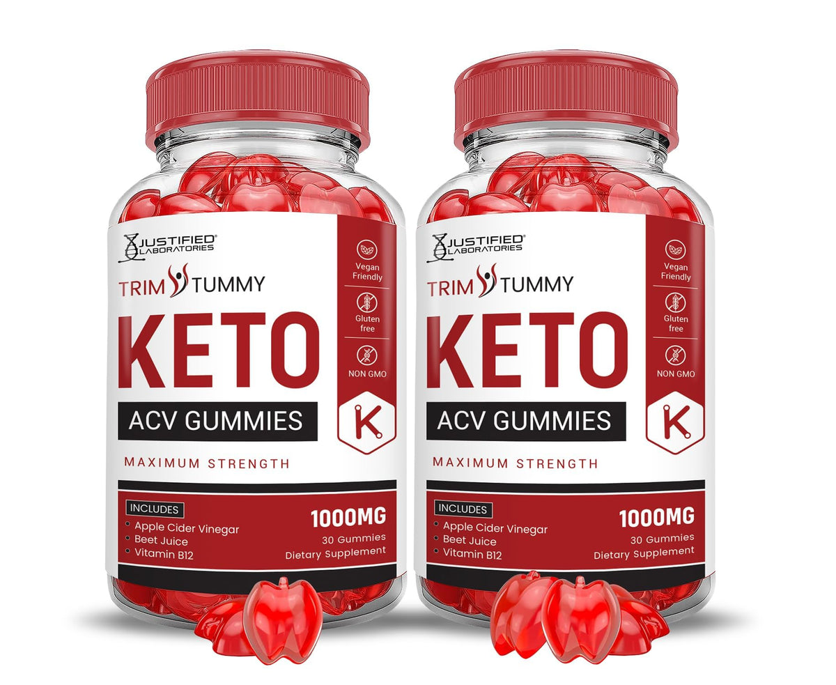 Bottle of Justified Laboratories Trim Tummy Keto ACV Gummies - 120 Gummies