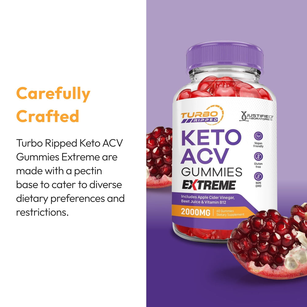 Justified Laboratories Turbo Ripped Keto ACV Gummies apple visual shows flavor profile.