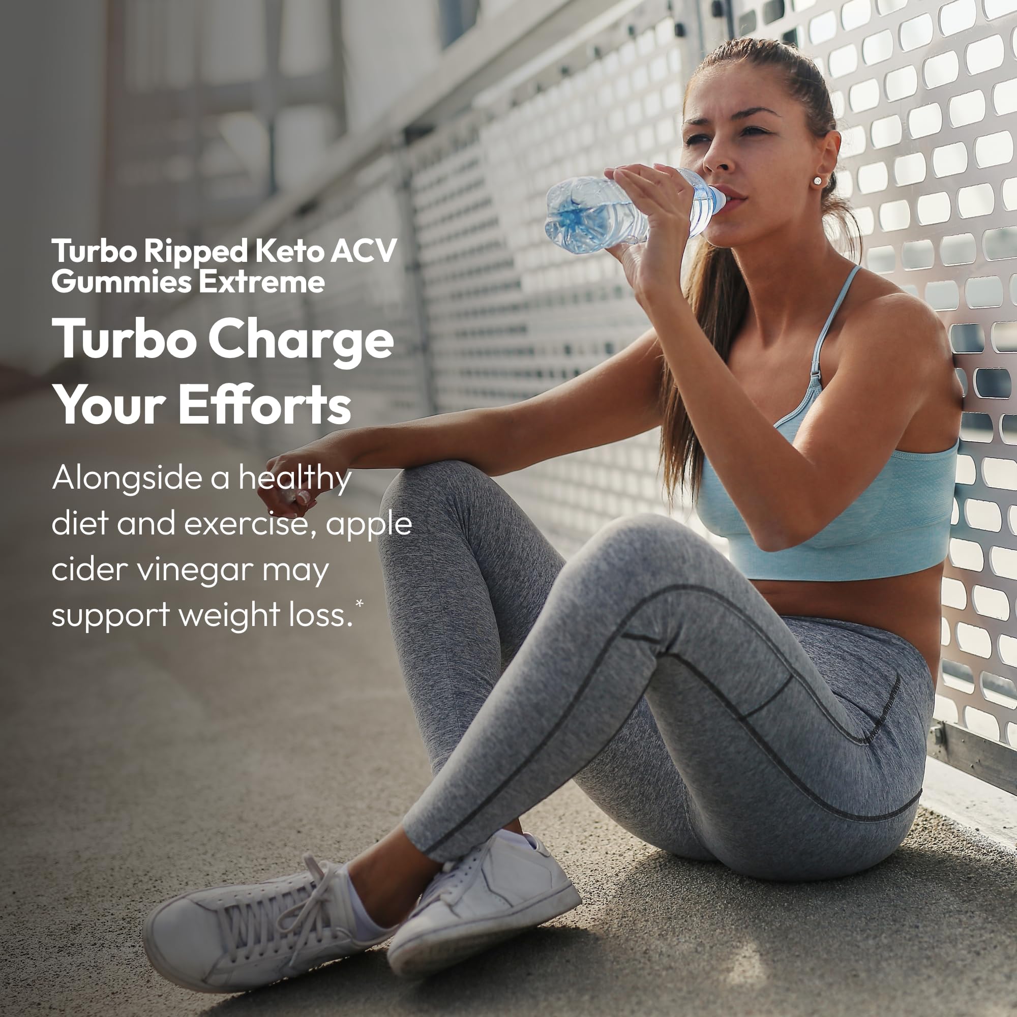 Justified Laboratories Turbo Ripped Keto ACV Gummies label closeup highlighting vegan, non-GMO features.