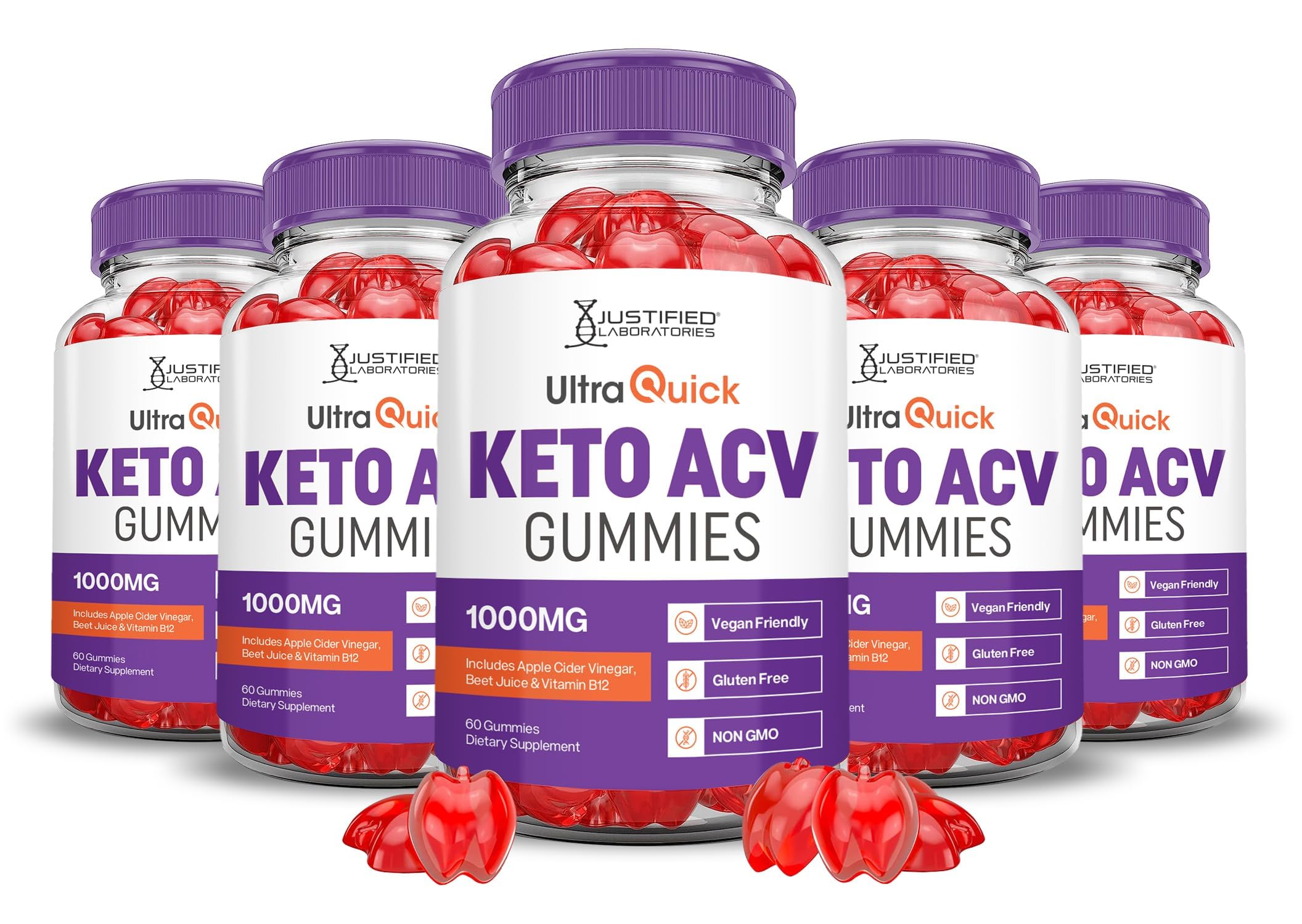 Justified Laboratories Ultra Quick Keto ACV Gummies pack shows convenient daily nutrition.