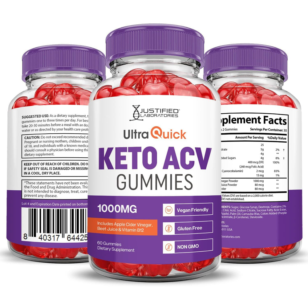 Product packaging and branding for Justified Laboratories Ultra Quick Keto ACV Gummies