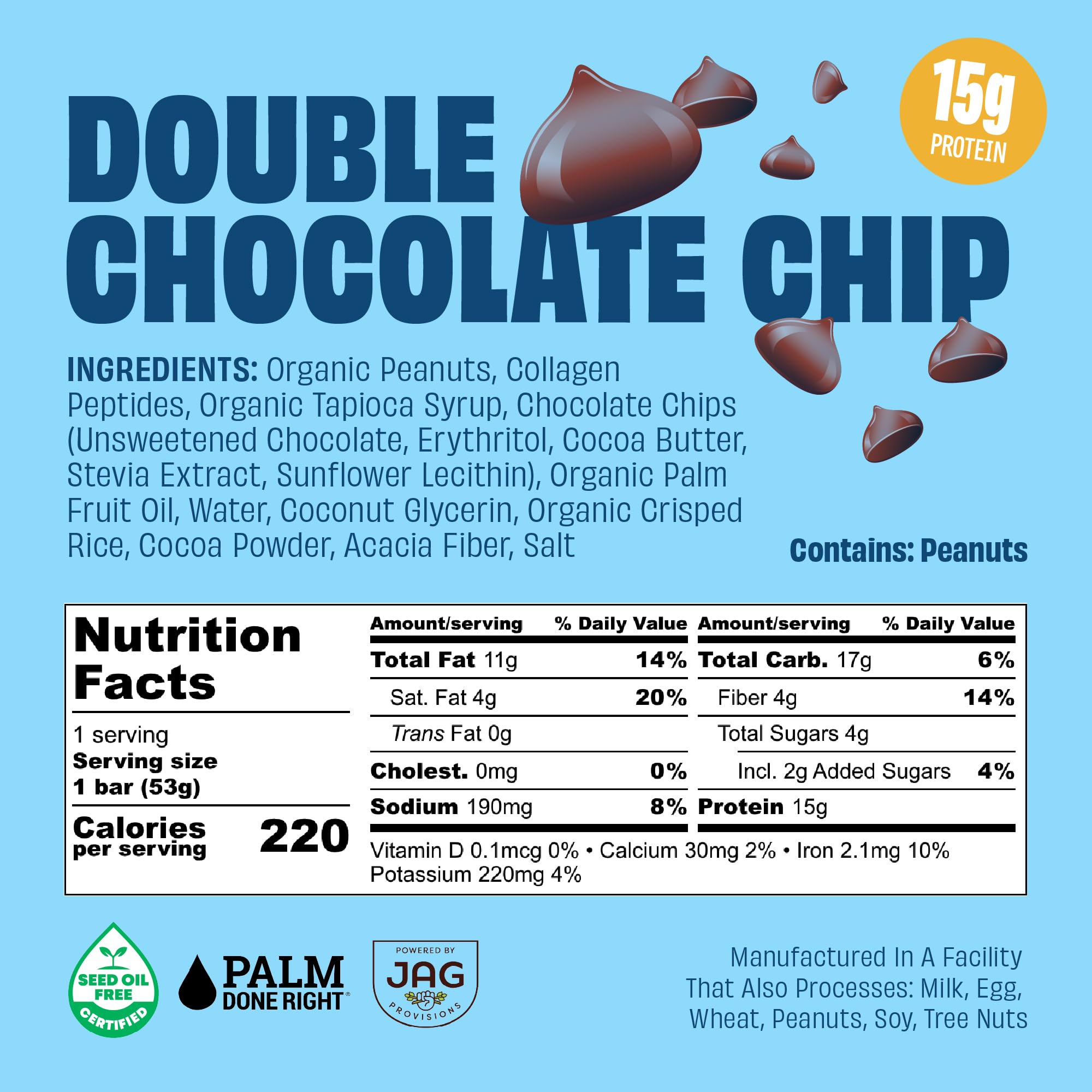 Ingredients list for JUSTNOSH Chocolate Lover's Variety Pack bars