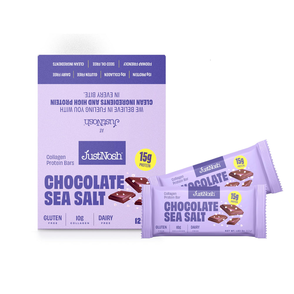 JUSTNOSH Chocolate Sea Salt Collagen Protein Bar – 12 Pack hero image