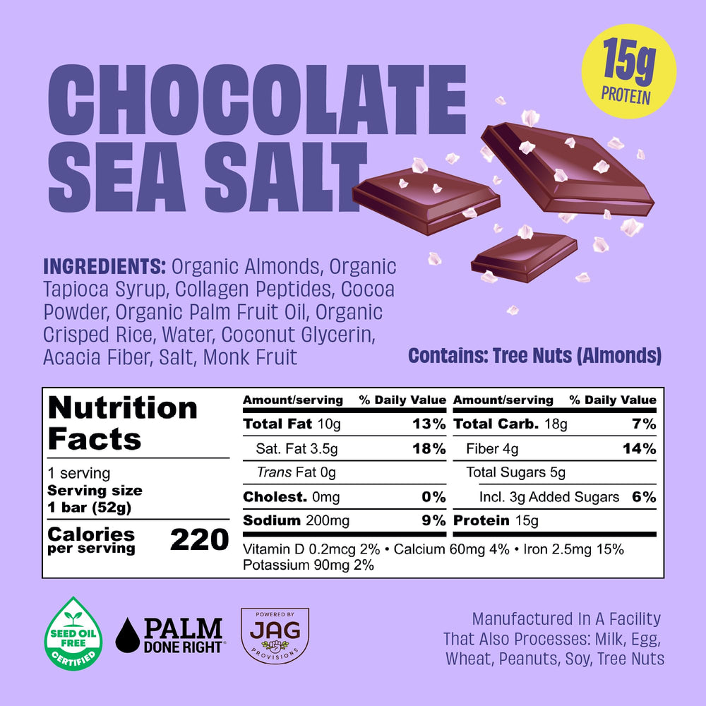 Cross-section texture of JUSTNOSH Chocolate Sea Salt Collagen Bar