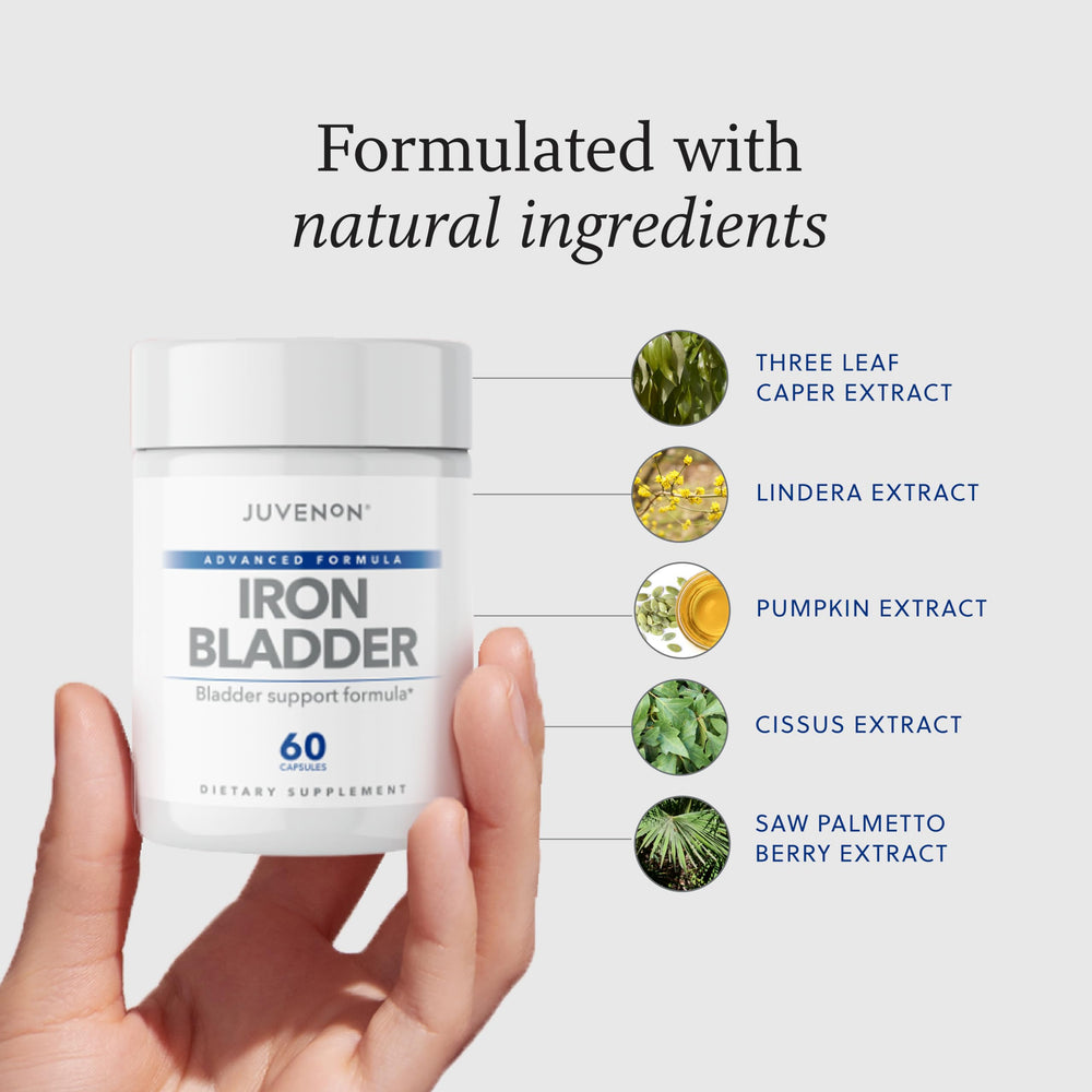 Juvenon Iron Bladder packaging and bottle on a clean surface