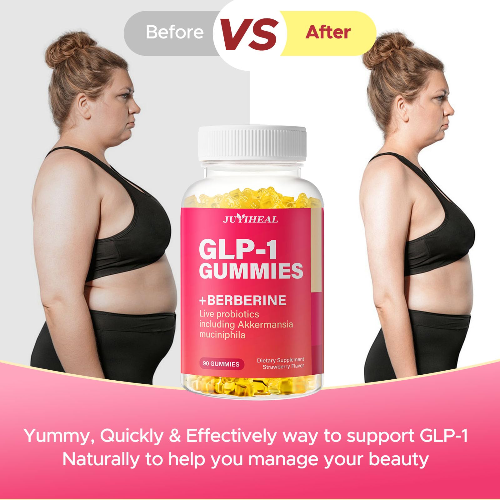 Zero sugar strawberry flavor JUYIHEAL GLP-1 Gummies