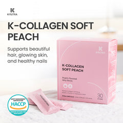 Close-up of K-Collagen Soft Peach stick highlighting fast absorption