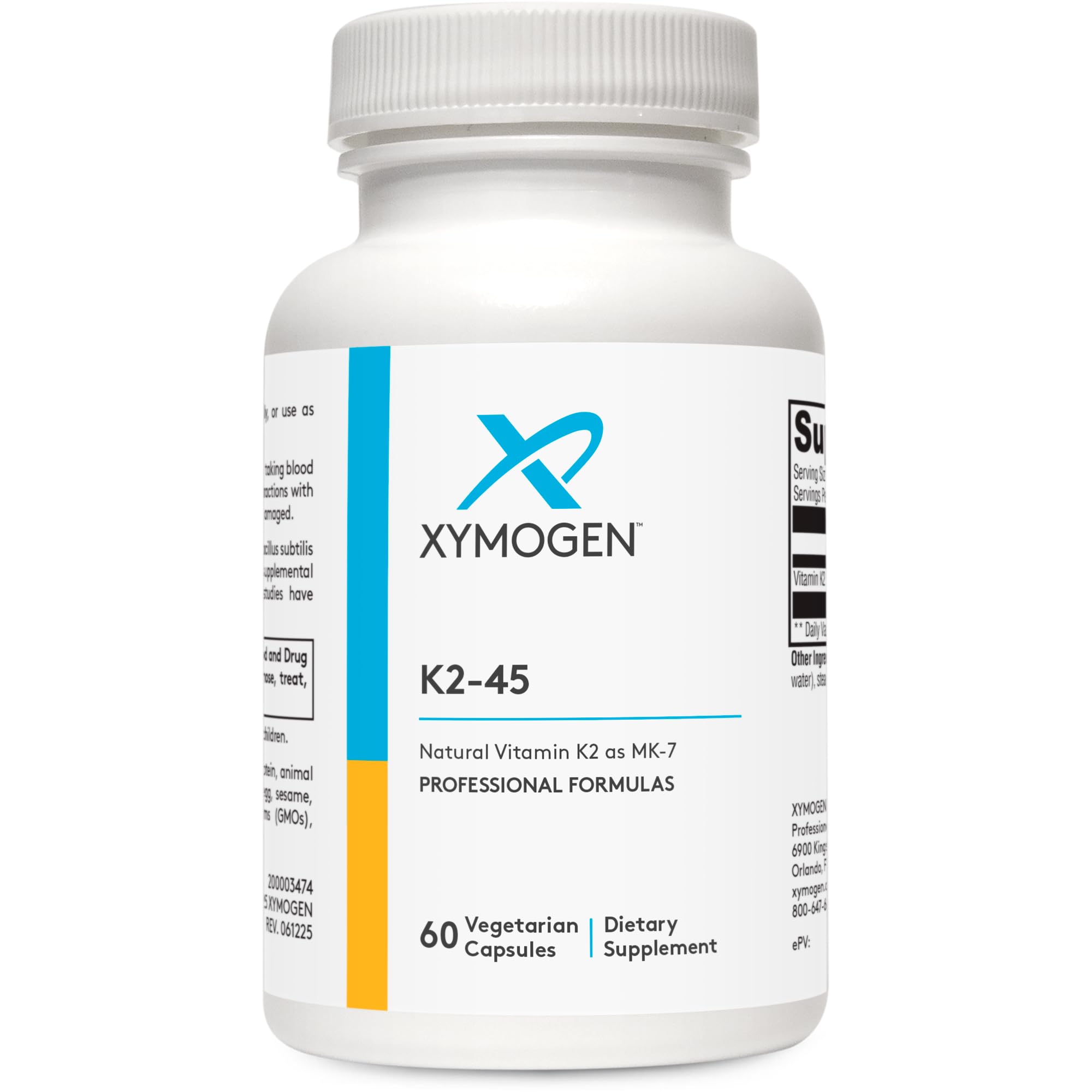 XYMOGEN K2-45 Vitamin K2 MK-7 bottle front view