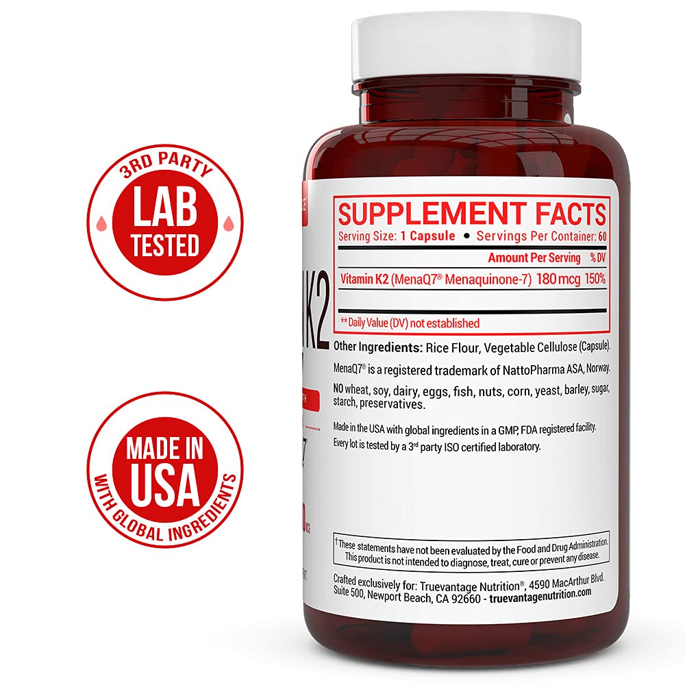 Vegetarian capsules of K2 MK-7 180mcg (MenaQ7)