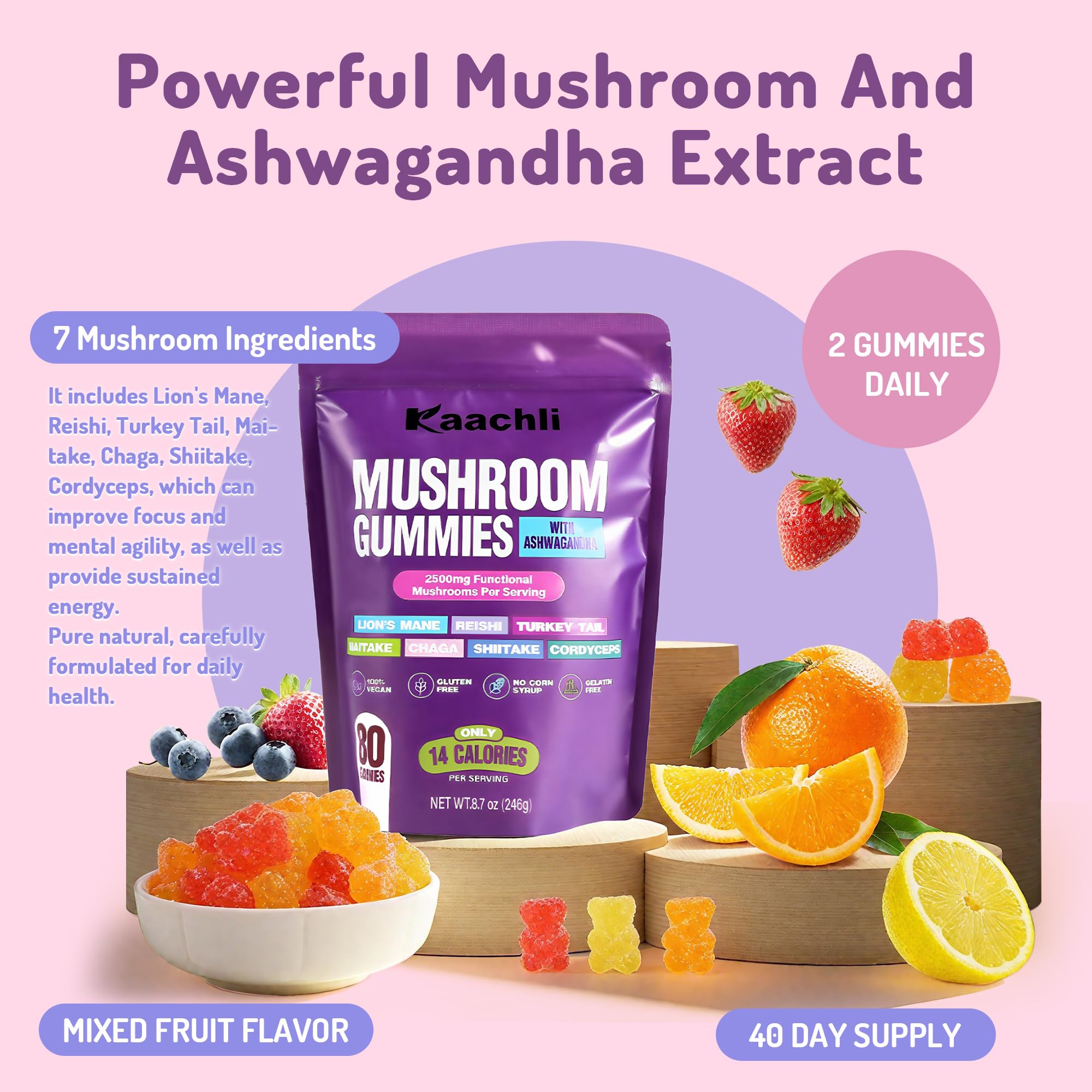 KAACHLI Gummies label with ingredients and dosage