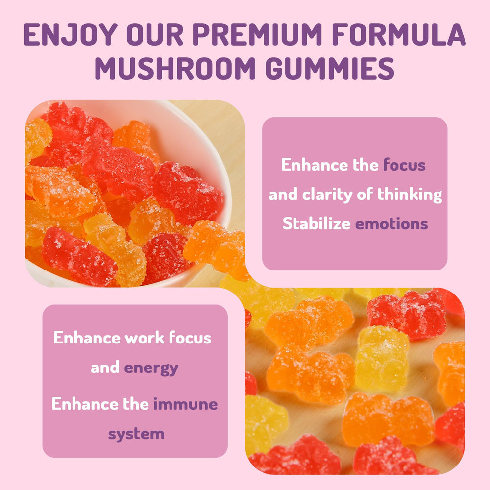 Serving guidance showing two gummies daily
