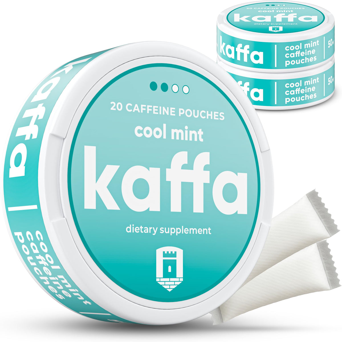 Kaffa Energy Pouches Cool Mint can front for a quick energy boost on the go.