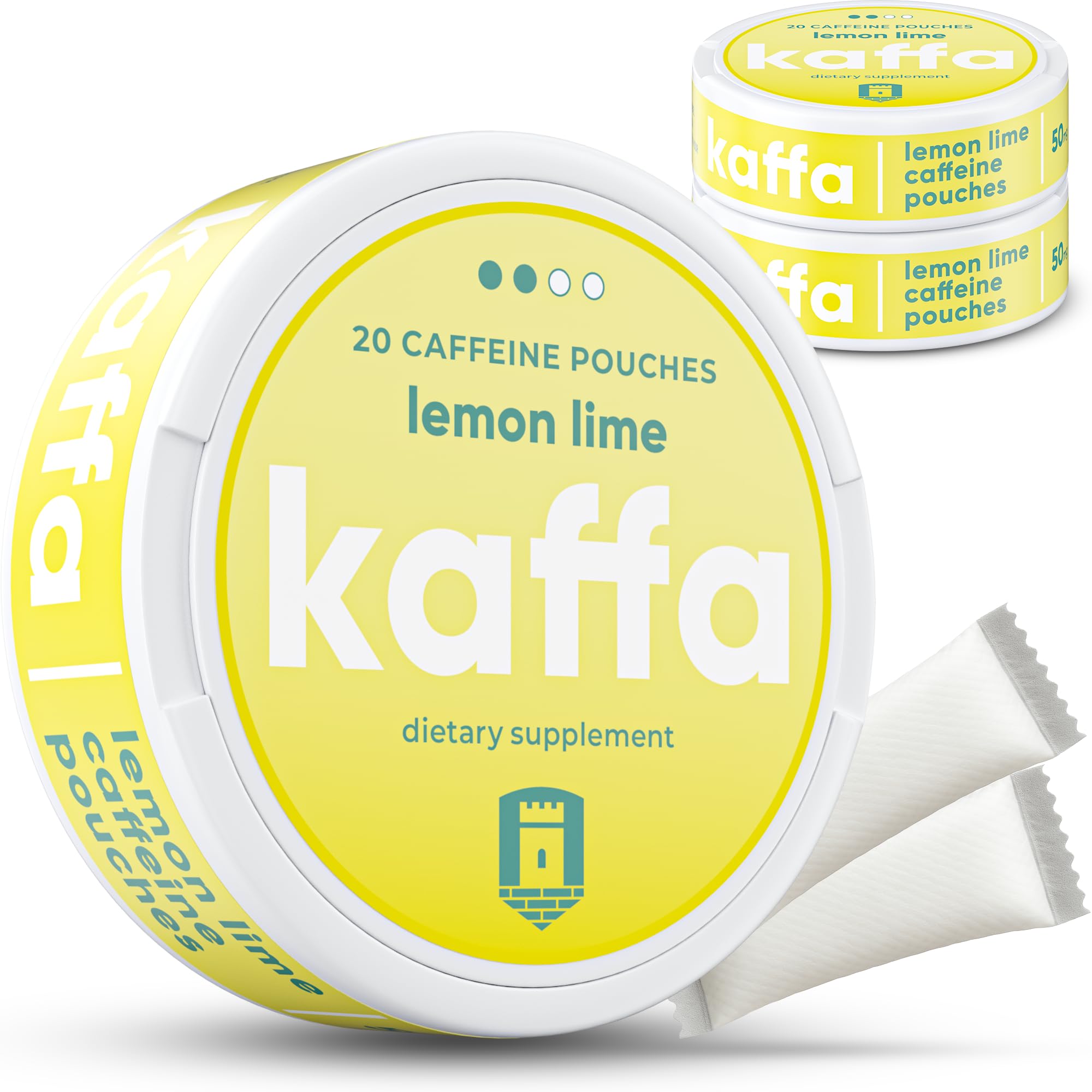 Kaffa Energy Pouches Lemon Lime front view for on-the-go energy.
