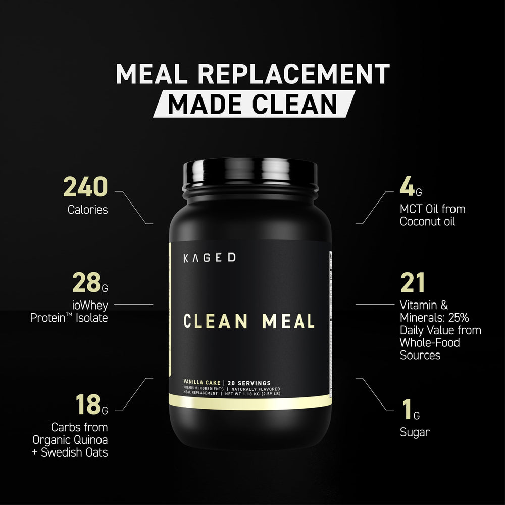 Kaged Clean Meal mixer and bottle ready for fast shakes on the go