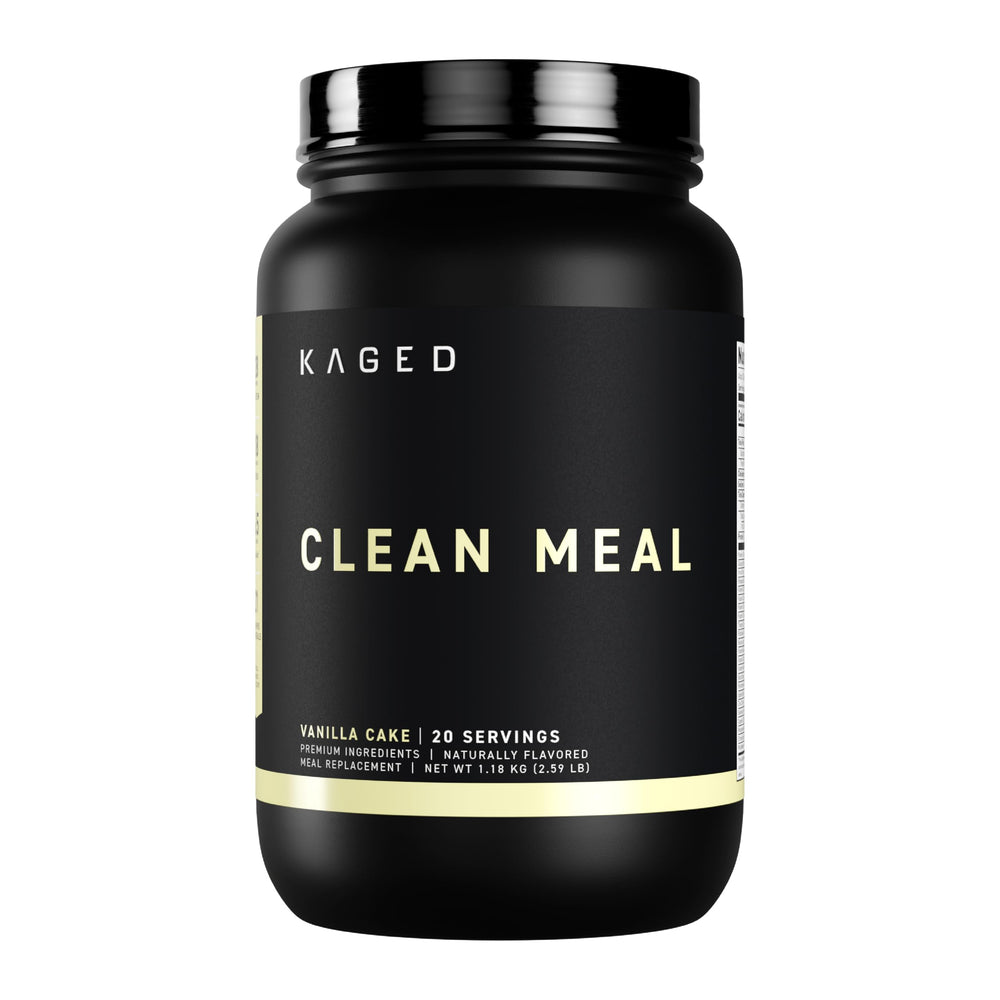Kaged Clean Meal vanilla cake scoop shows convenient nutrition for busy days