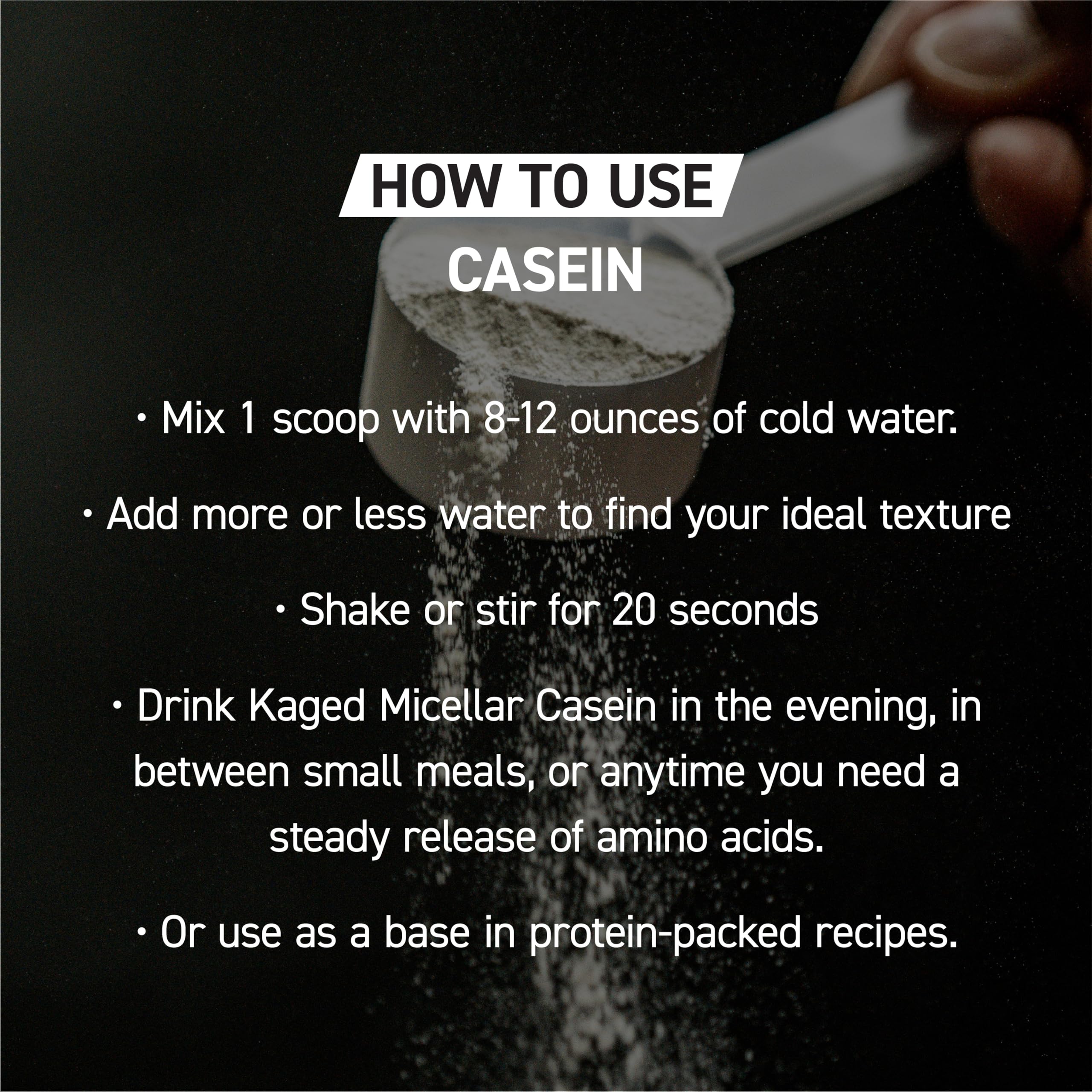 Kaged Kasein vanilla nighttime setup implying bedtime recovery support