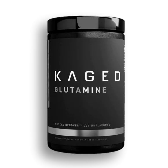 Product display featuring Kaged Muscle L-Glutamine