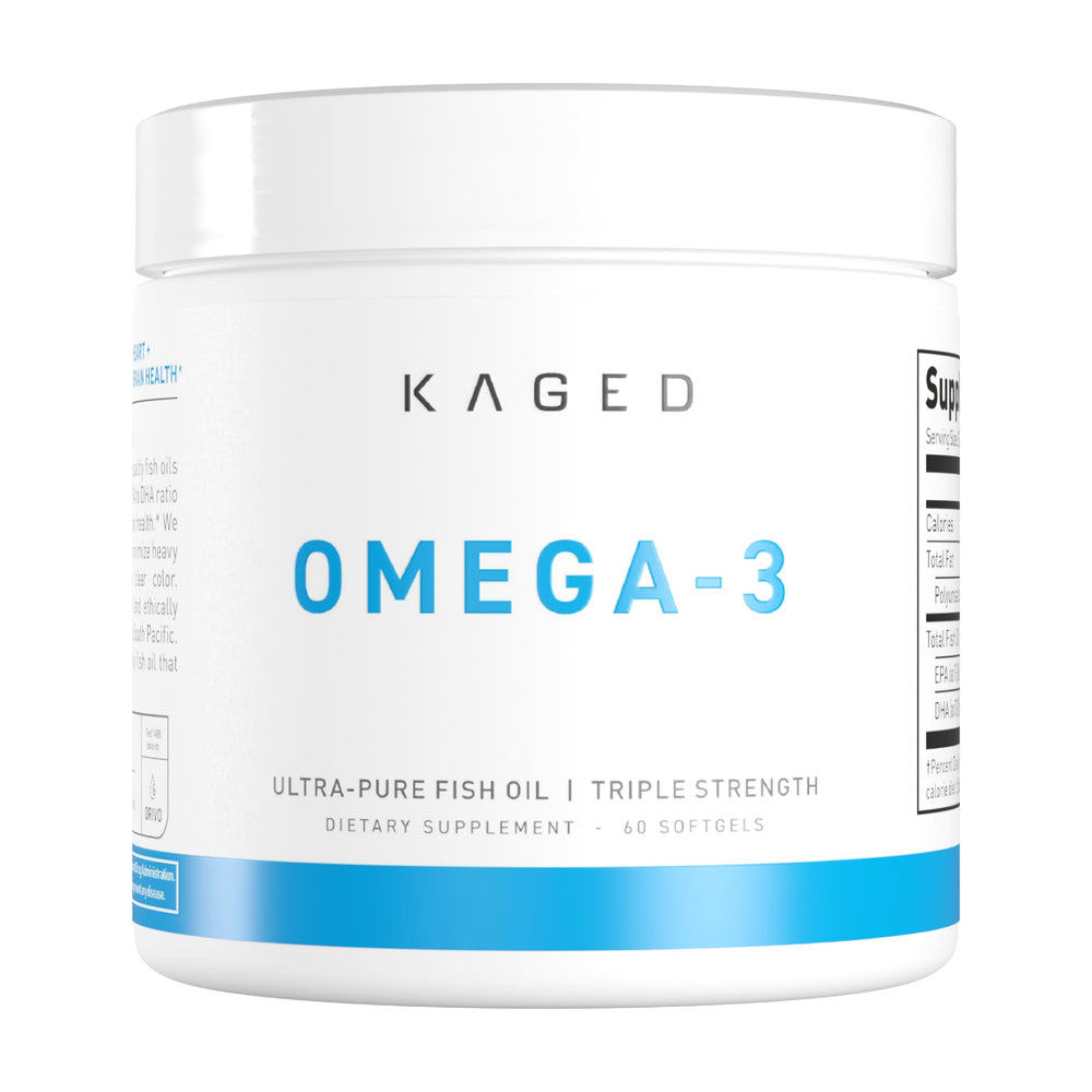 Hero image of Kaged Omega-3 Fish Oil bottle with 60 softgels