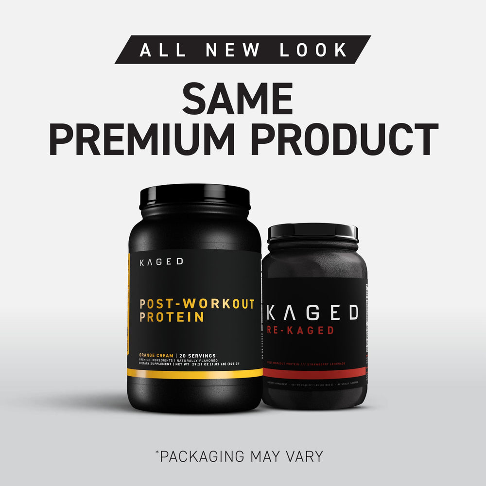 Kaged Post Workout Protein ingredients label emphasizing premium components.