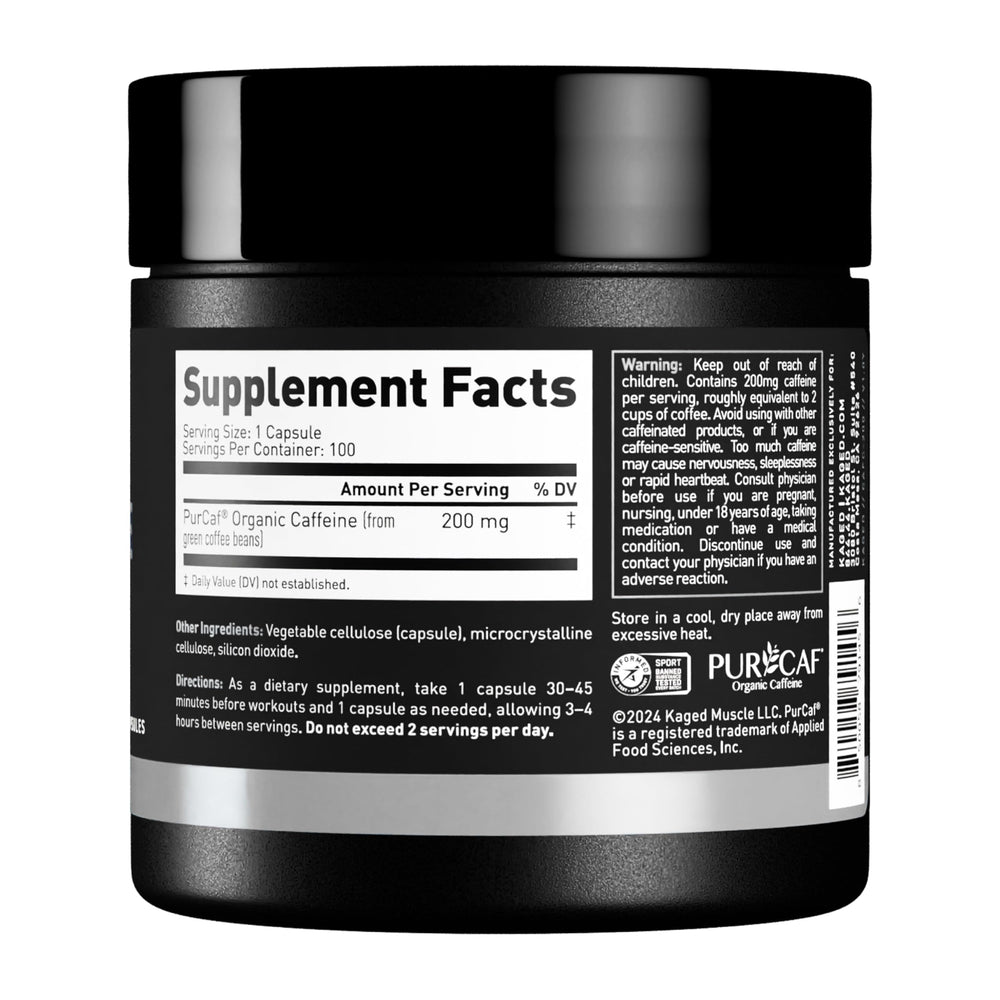 Kaged PurCaf bottle promises 100 servings for long-term use.