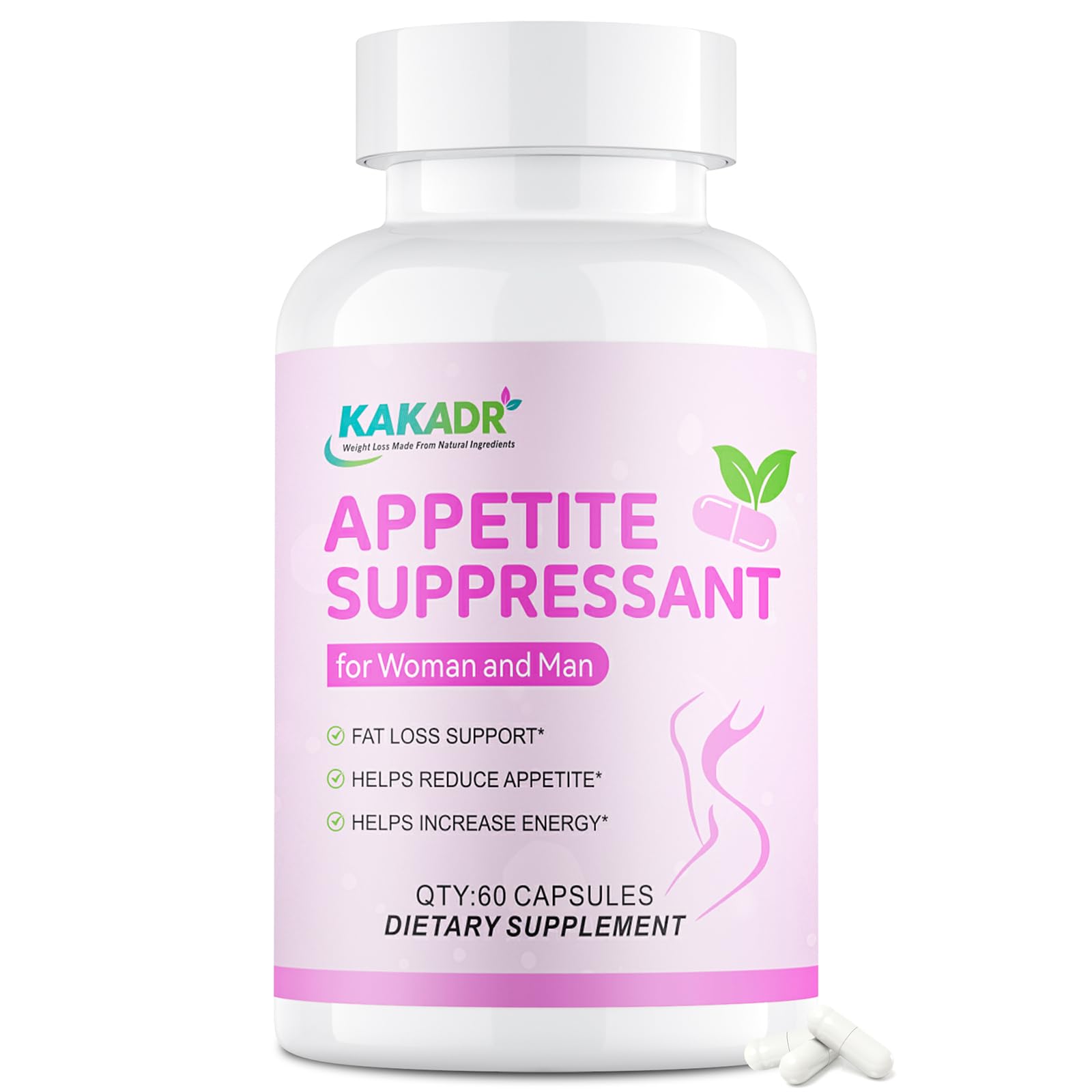 KAKA DR appetite suppressant bottle close-up highlighting appetite control potential.