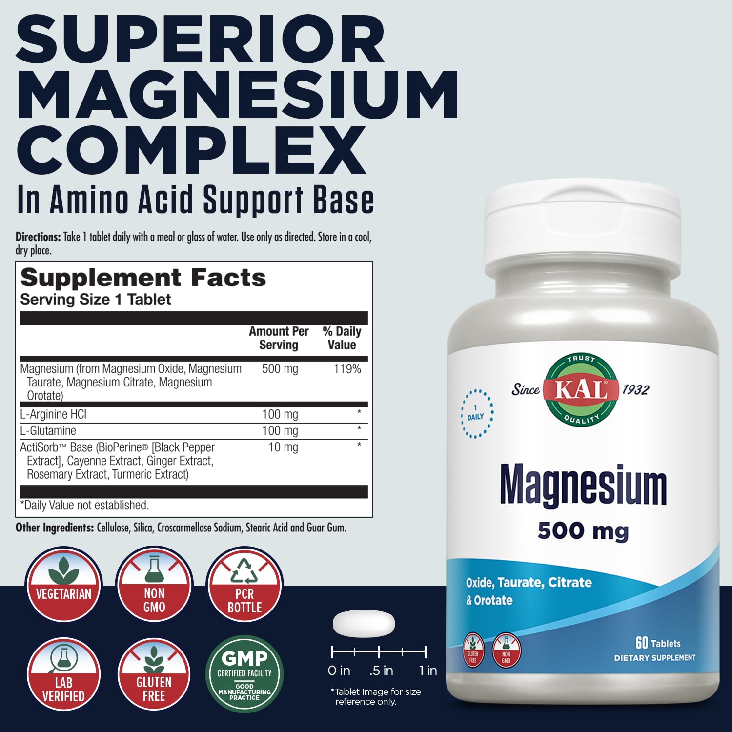 4-in-1 magnesium complex ingredients: citrate, taurate, oxide, orotate