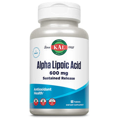 Front view of KAL Alpha Lipoic Acid SR 600 mg bottle