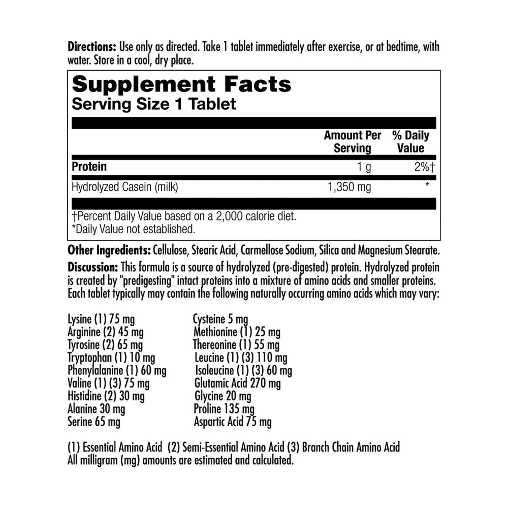Close-up of amino acid capsules in bottle