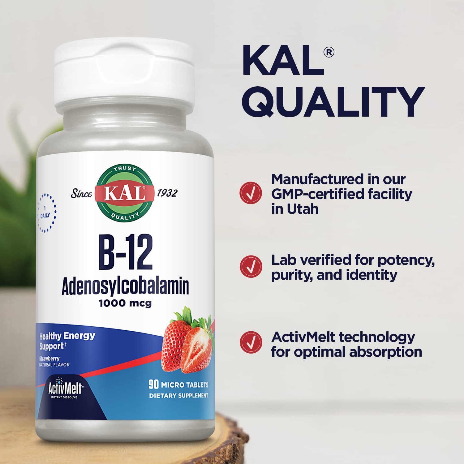 Vegetarian B12 tablets manufactured in GMP-certified Utah facility