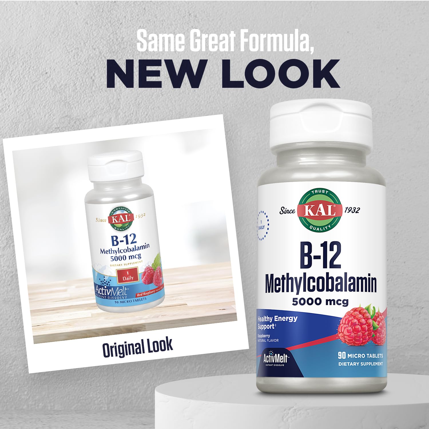 Close-up of ActivMelt raspberry-flavored B12 tablets