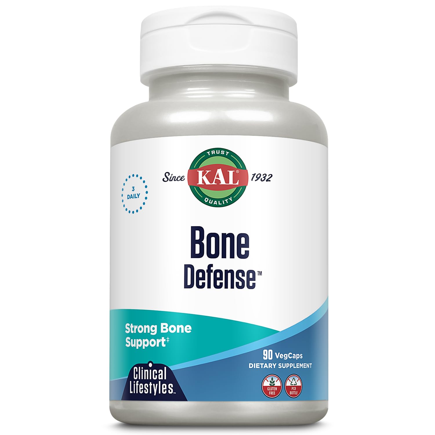 KAL Bone Defense bottle label - 90 count, 30 servings