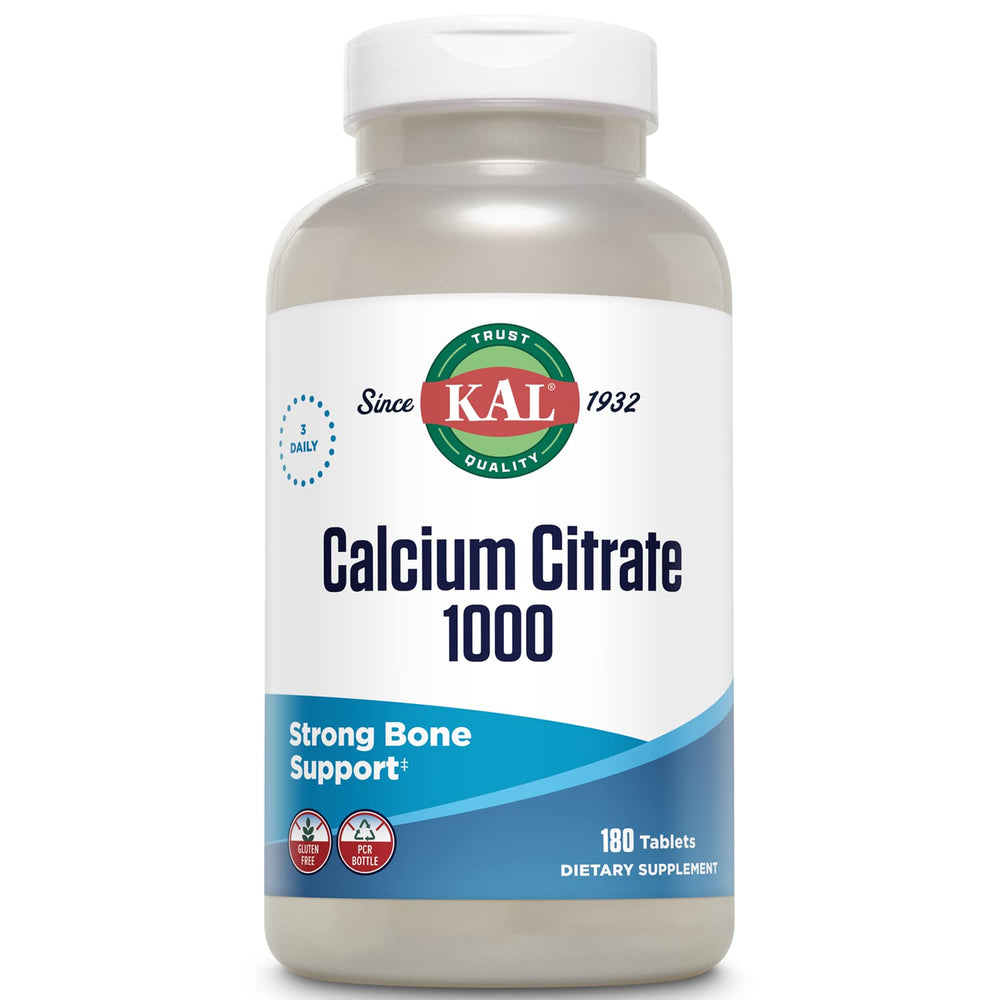 KAL Calcium Citrate 1000mg bottle highlighting bone health
