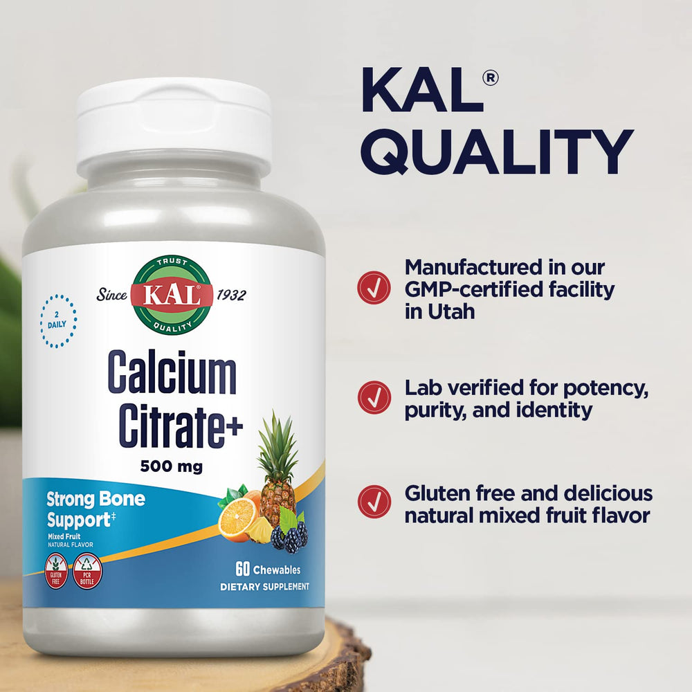 Chewable calcium supplement in mixed fruit flavor