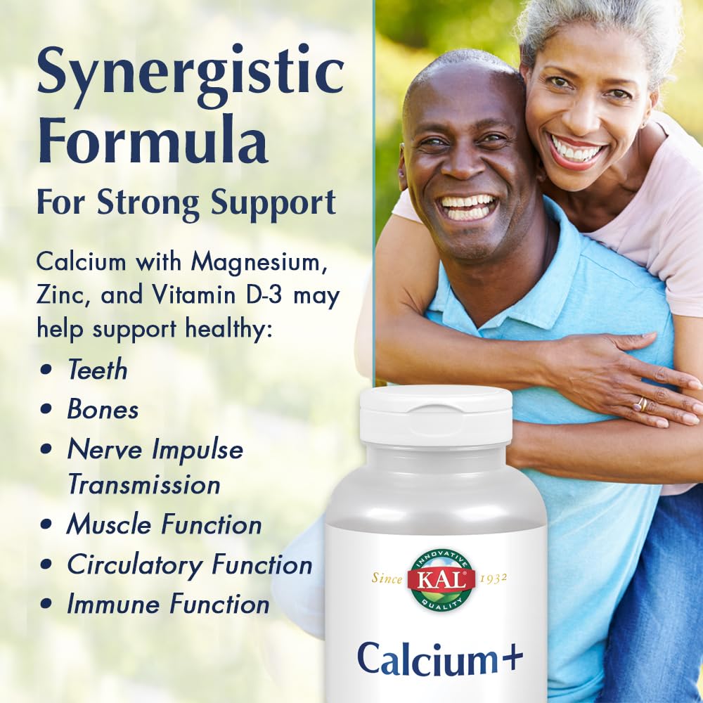 Front view of KAL Calcium Plus Tablets bottle