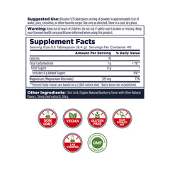 Blueberry flavored magnesium glycinate powder with scoop