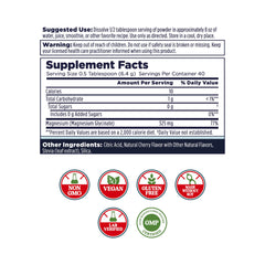 Close-up of Cherry Flavor Calming Magnesium Powder packaging