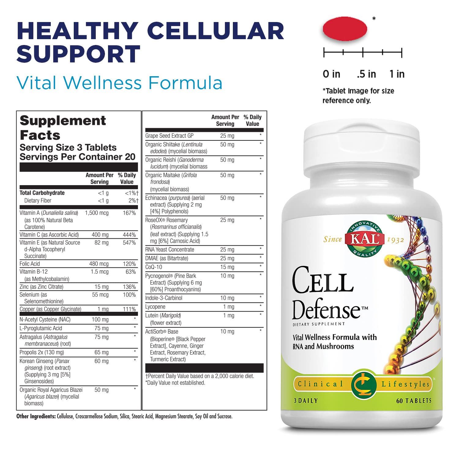 KAL Cell Defense packaging showing 60-count bottle