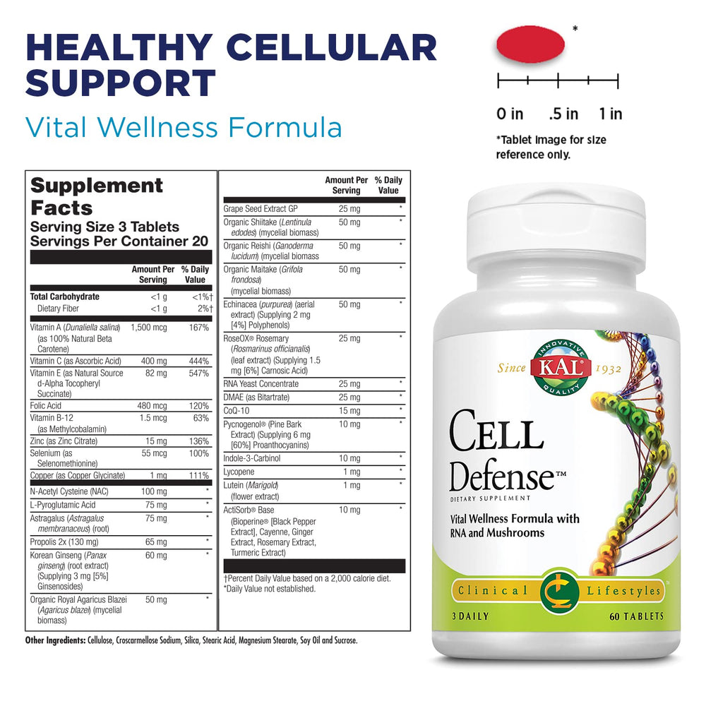 KAL Cell Defense packaging showing 60-count bottle