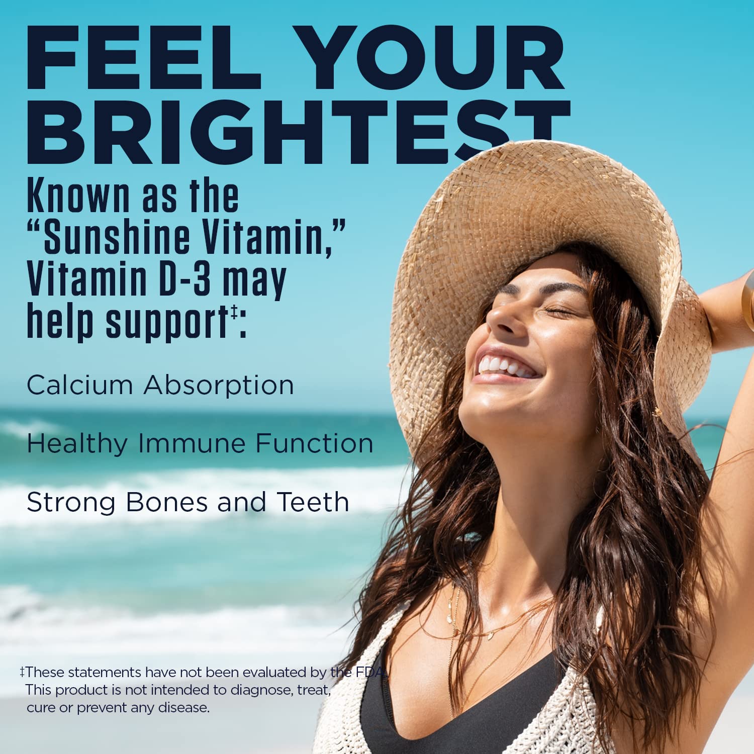 Vitamin D3 supports calcium absorption for bones
