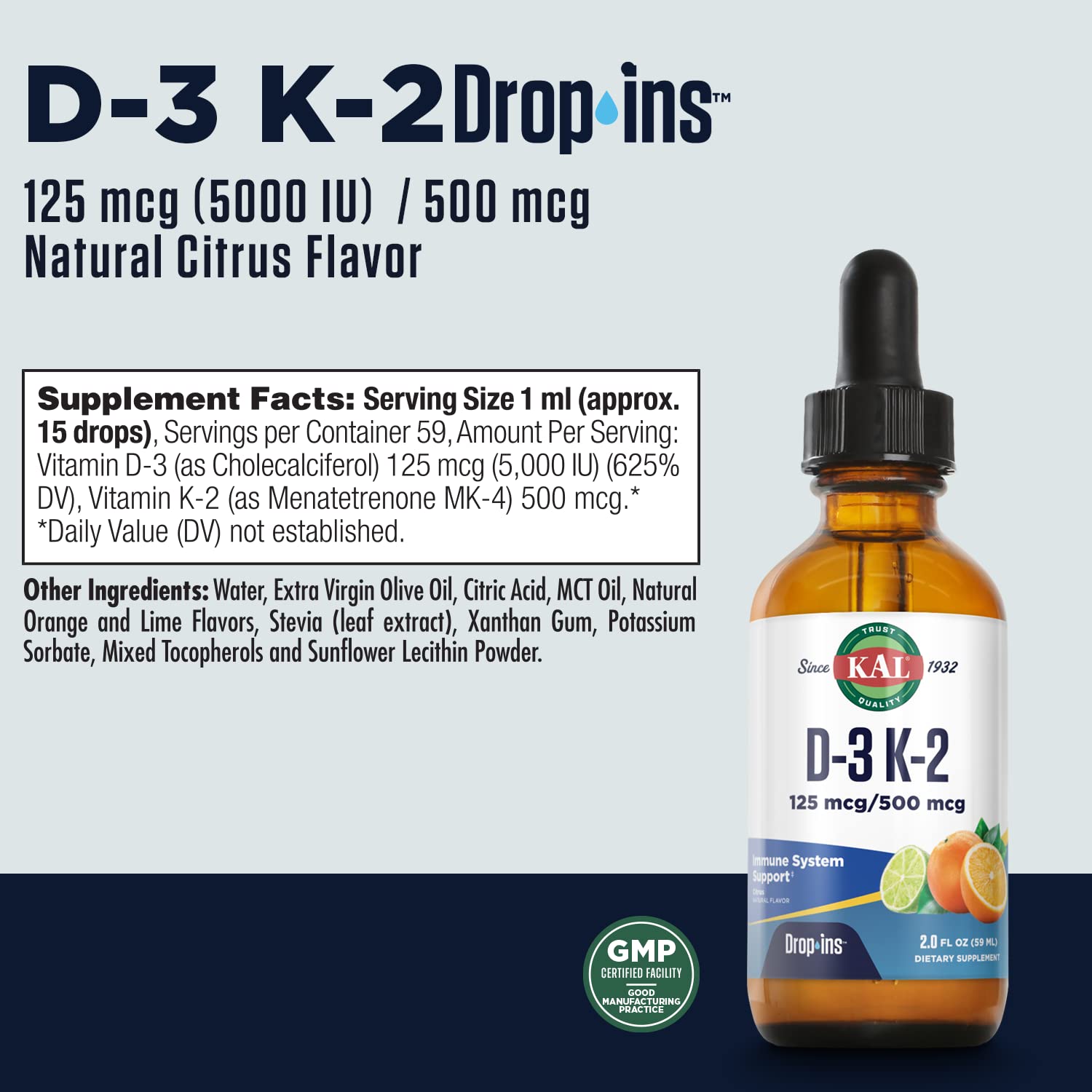 Kal D3 K2 DropIns bottle product photo