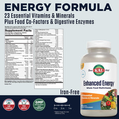 Close-up of KAL Enhanced Energy Multivitamin label