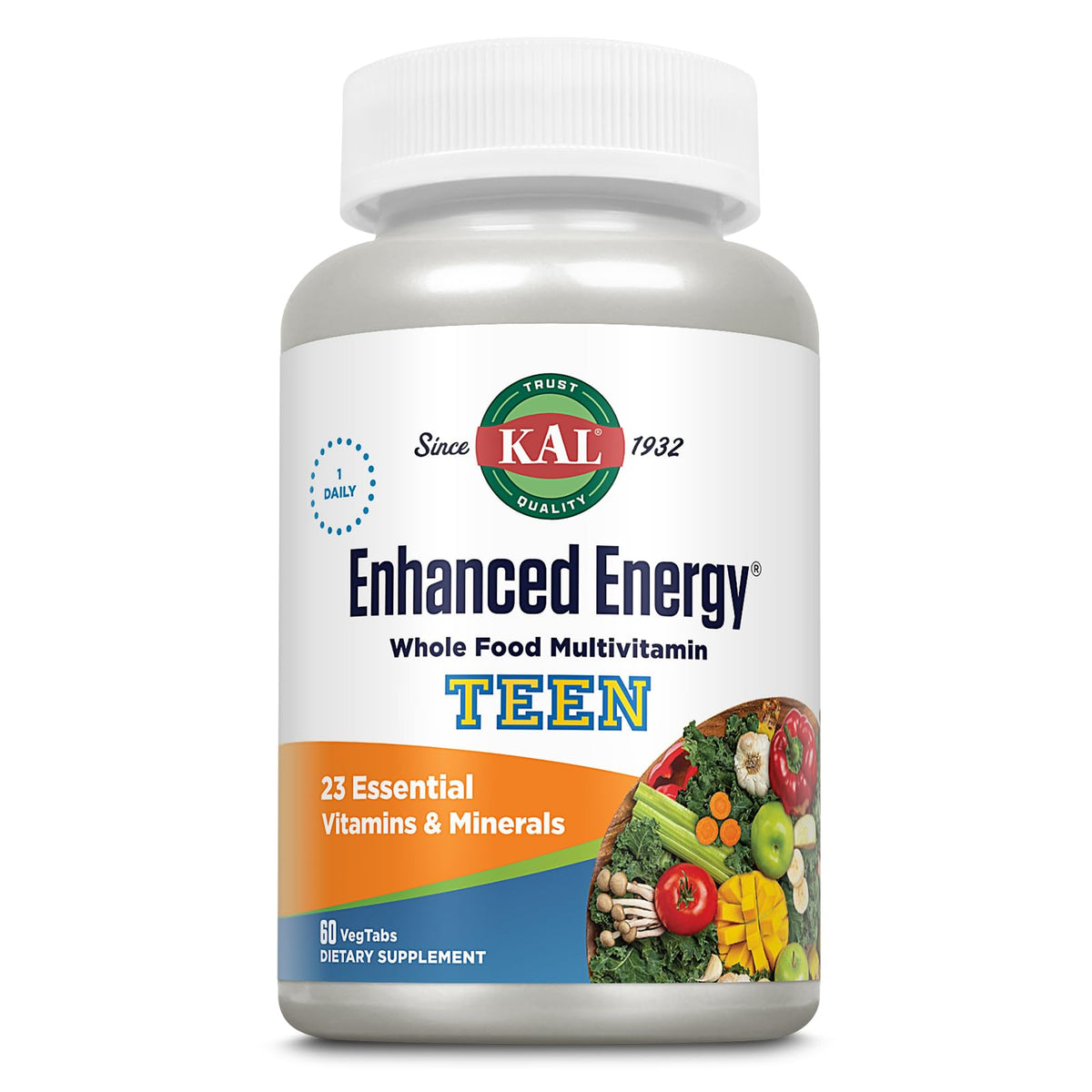 Kal Enhanced Energy for Teens Tablets bottle front view