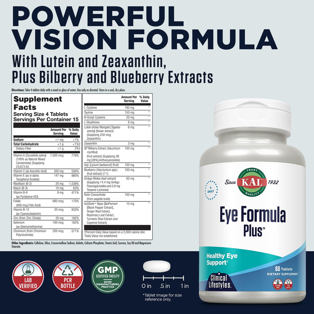 KAL Eye Formula Plus bottle with label visible